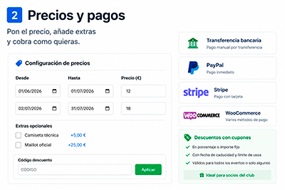 Cobrar inscripciones evento